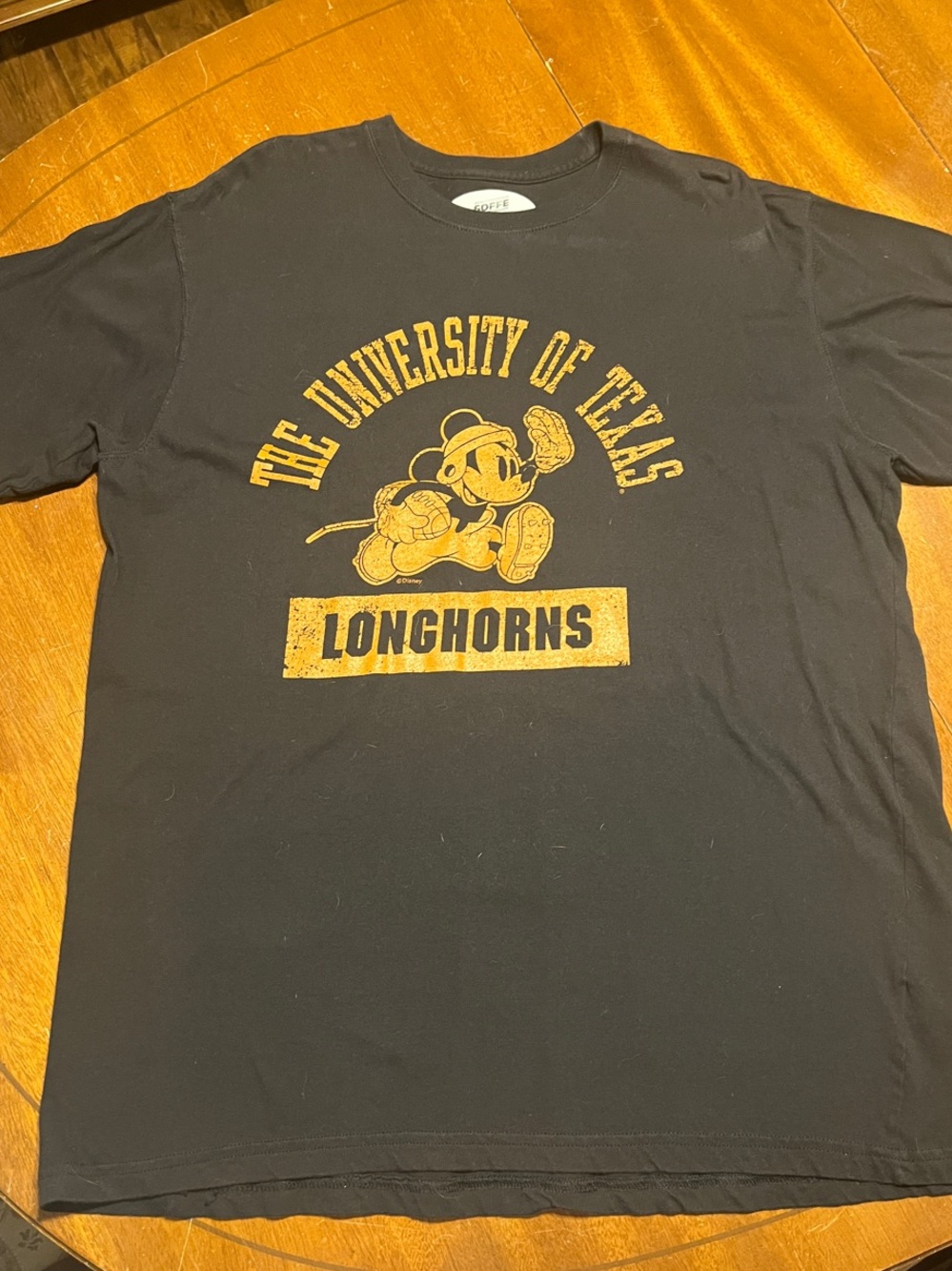 Soffe Black Tee with Gold University of Texas Longhorns Graphic